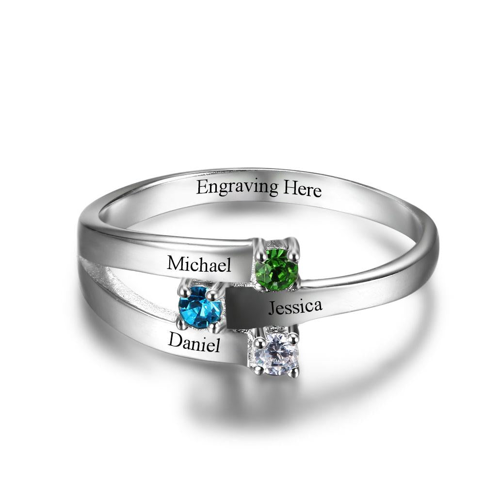 Personalized Trendy Charm Birthstone Ring