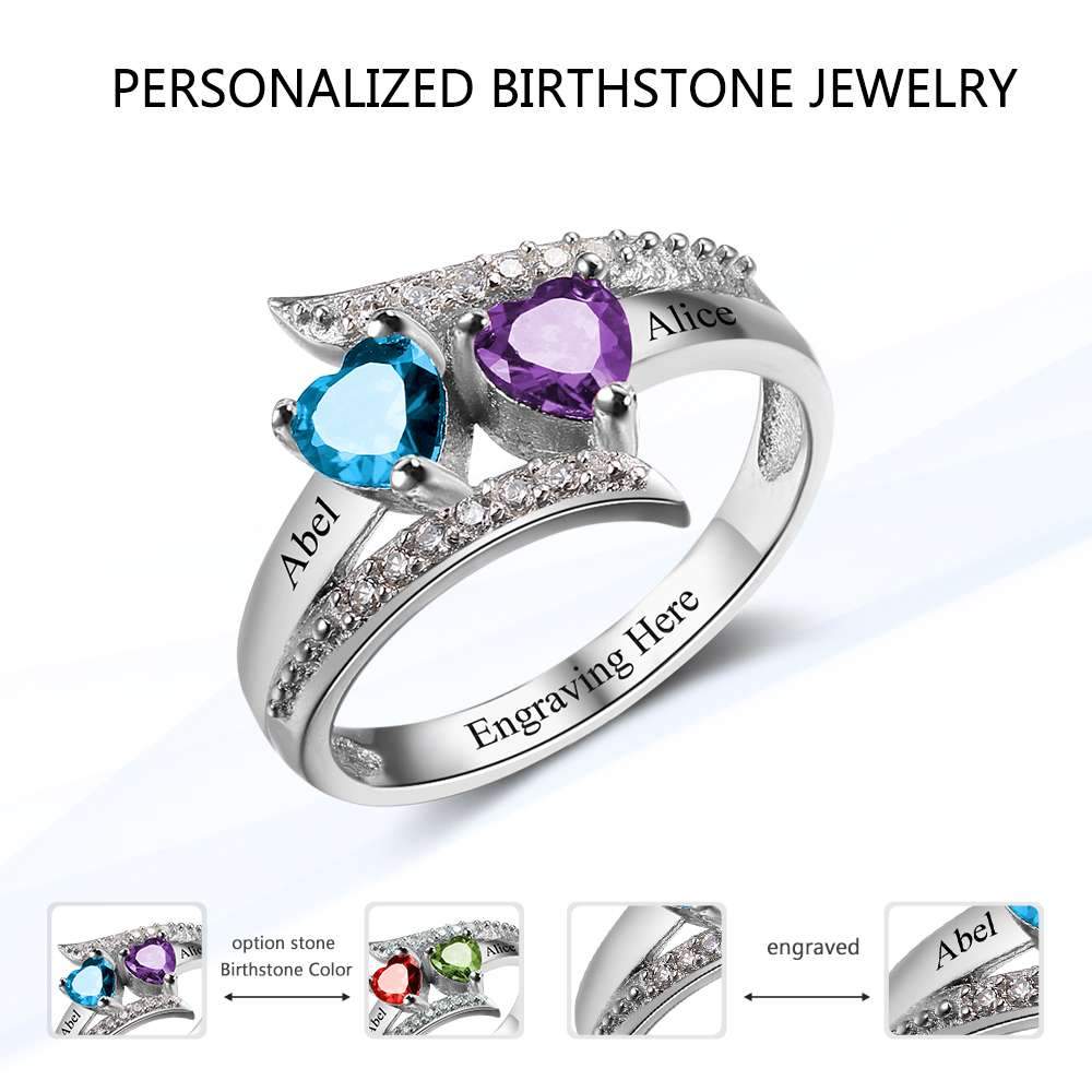 Customized Engrave Birthstone Ring