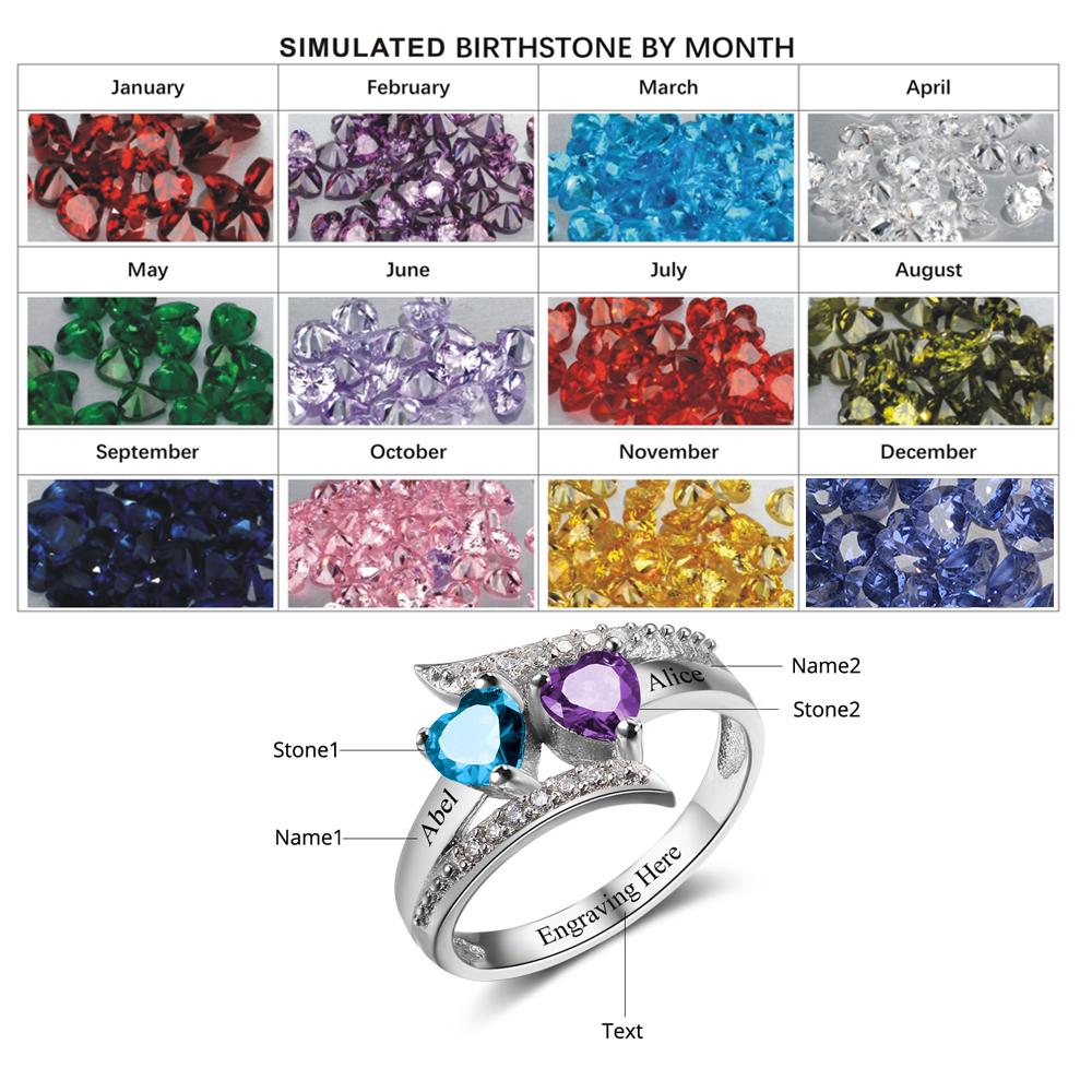 Customized Engrave Birthstone Ring